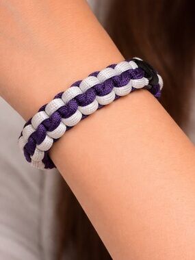 Handmade Paracord Braided Bracelet In Purple and White | Pick Your Size